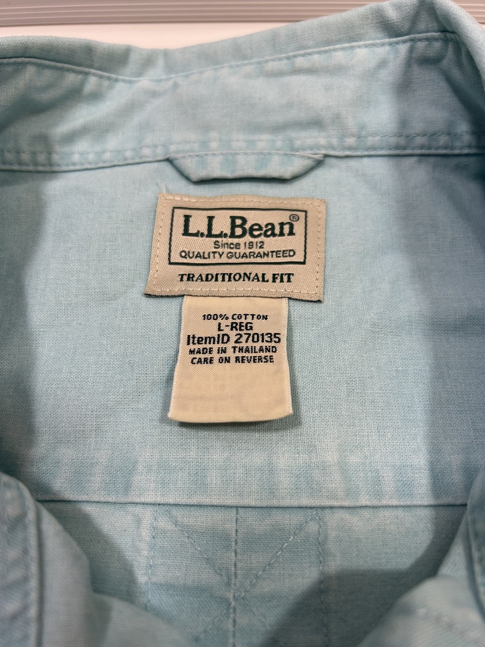 L.L. Bean Traditional Fit Short Sleeve Light Blue Button Down Shirt Size L-Reg